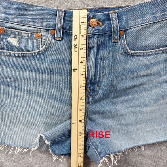 Madewell Denim Shorts Womens 24 Distressed Med Rise Raw Hem Relaxed Fair Trade - Picture 7 of 12